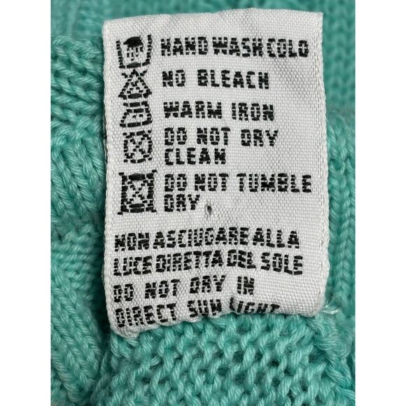 VTG 80s United Colors Of Benetton Cable Knit Sweater Womens L Green Italy Made - Picture 5 of 7